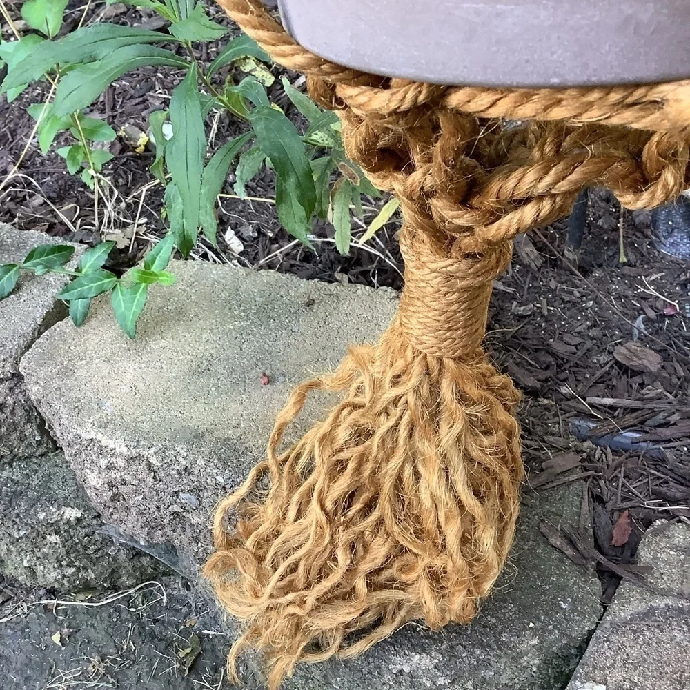 Large Vintage Macrame Orange Beaded Tassel Hanging Planter